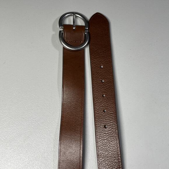 LOFT Leather Belt Womens Large Brown Silver Tone Buckle and Keeper Made in USA - Picture 5 of 8